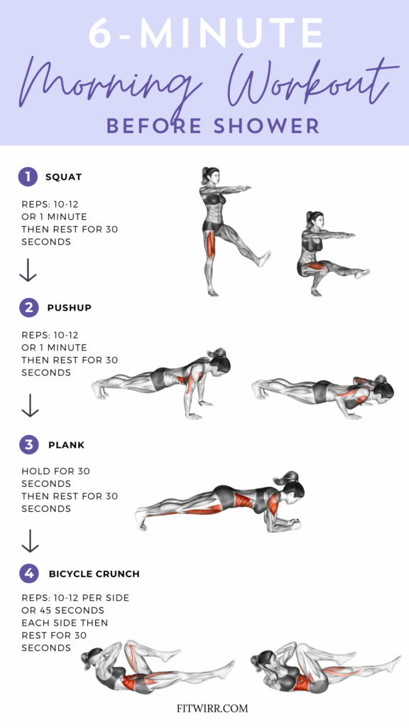 Allenamento mattutino veloce di sei minuti prima della doccia
